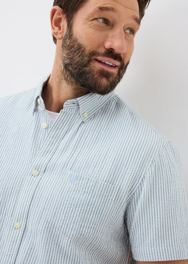 Lincoln Blue Stripe Seersucker Short Sleeve Shirt