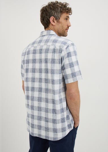 Lincoln Blue Dobby Check Short Sleeve Shirt:
