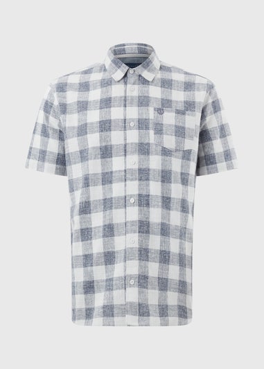 Lincoln Blue Dobby Check Short Sleeve Shirt:
