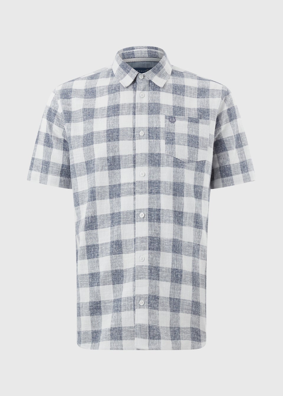 Lincoln Blue Dobby Check Short Sleeve Shirt: