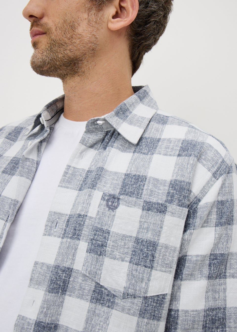 Lincoln Blue Dobby Check Short Sleeve Shirt: