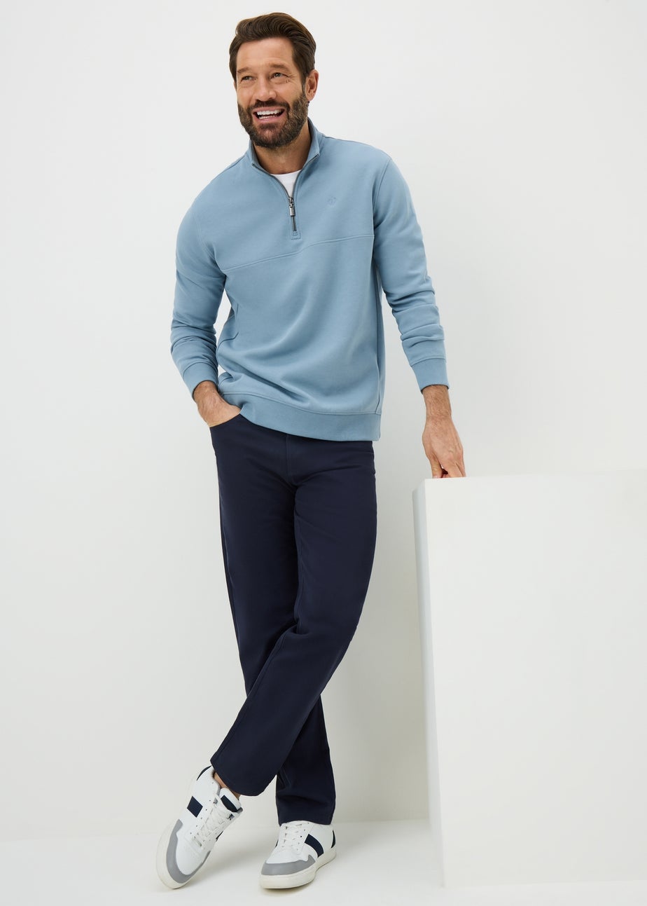 Lincoln Blue 1/4 Zip Interlock Jumper