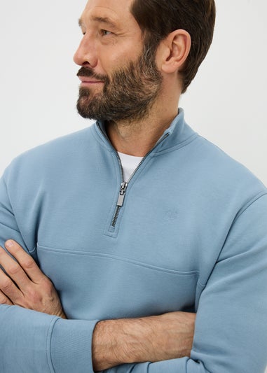 Lincoln Blue 1/4 Zip Interlock Jumper