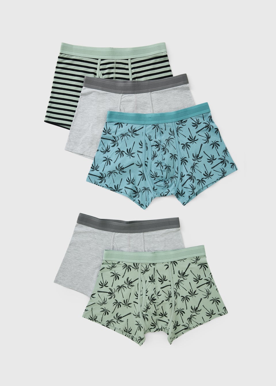 5 Pack Green Palm Tree Keyhole Boxers