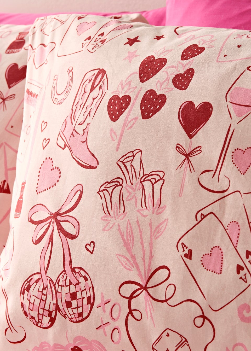 Pink Vintage Print Duvet Set