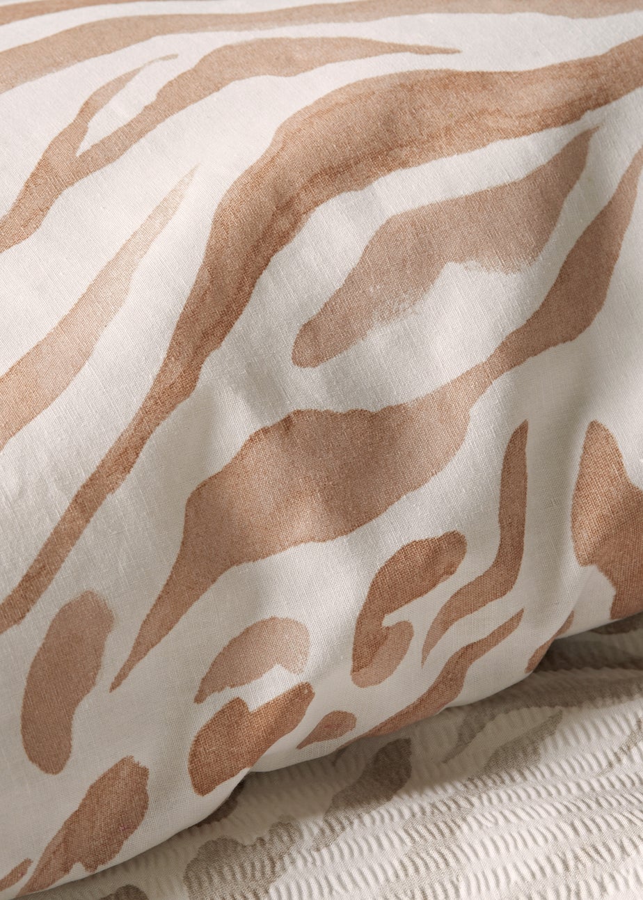 Natural Zebra Print Seersucker Duvet Set