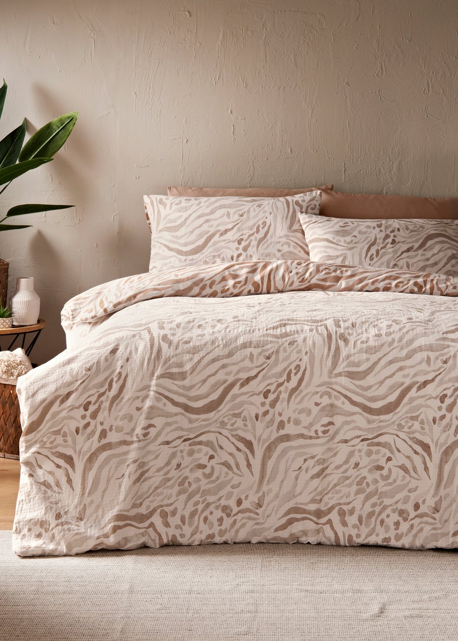 Natural Zebra Print Seersucker Duvet Set