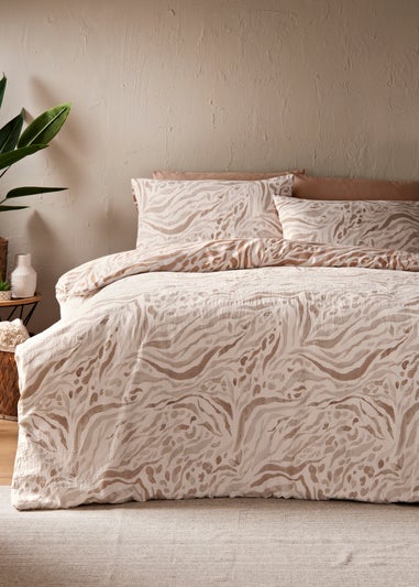 Natural Zebra Print Seersucker Duvet Set