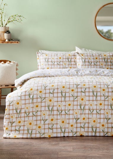 Natural Daisy Seersucker Duvet Set