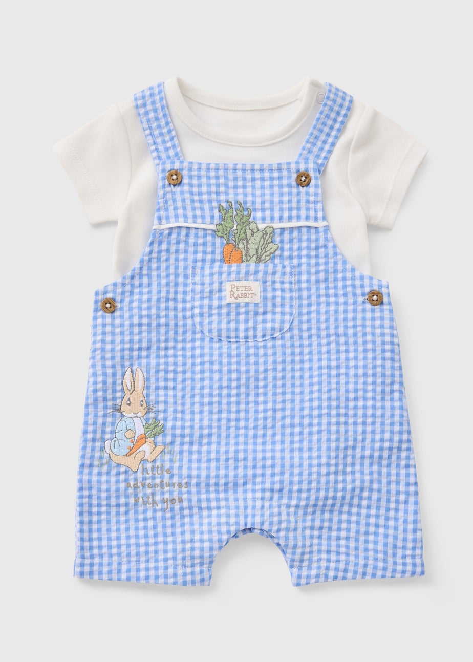 Baby Blue Peter Rabbit Gingham Dungarees (Newborn-23mths)