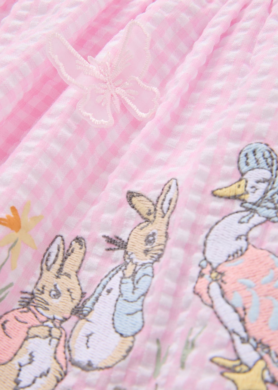 Girls Pink Peter Rabbit Gingham Dress (Newborn-23mths)