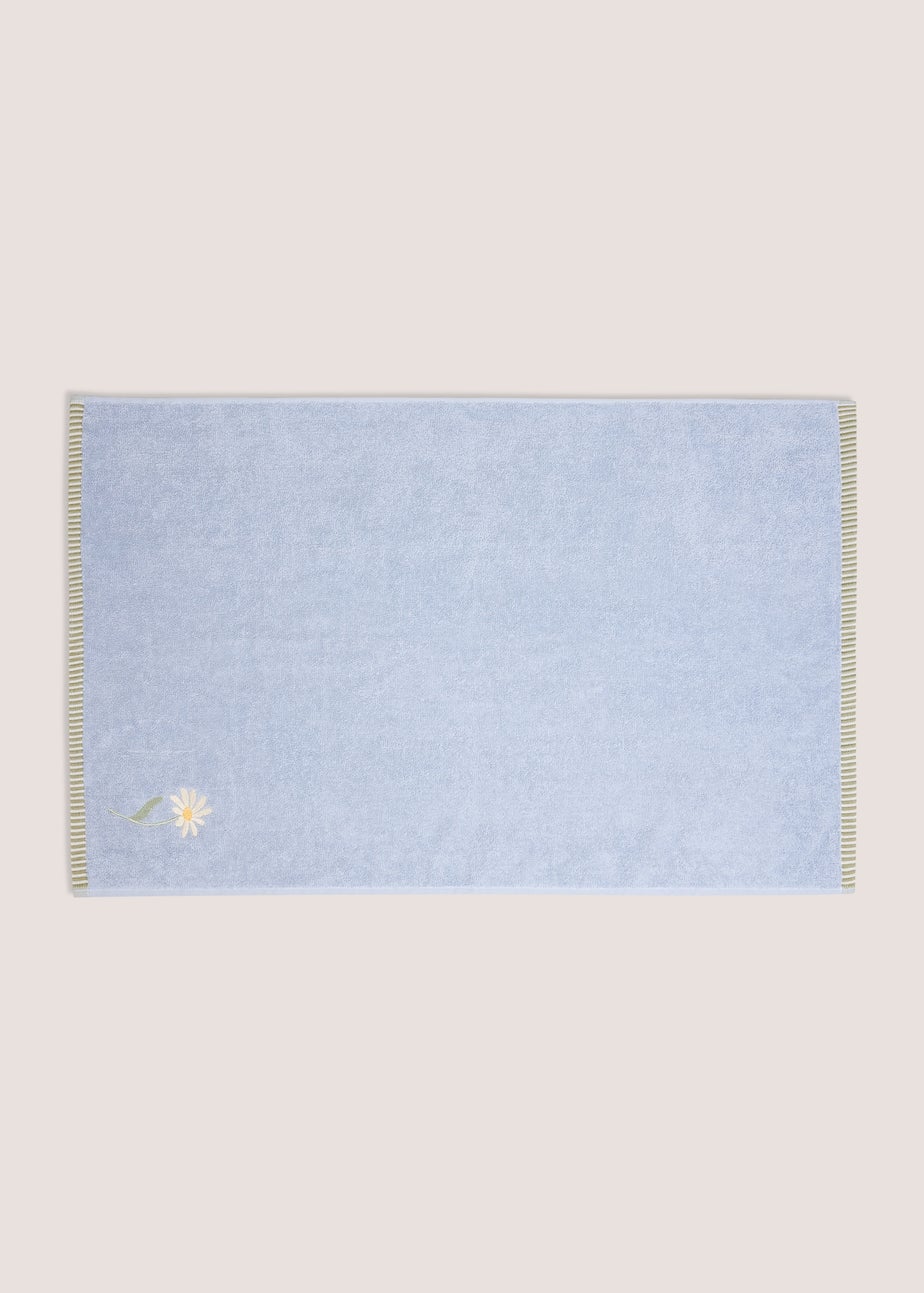 Blue Daisy Embroidered Hand Towel