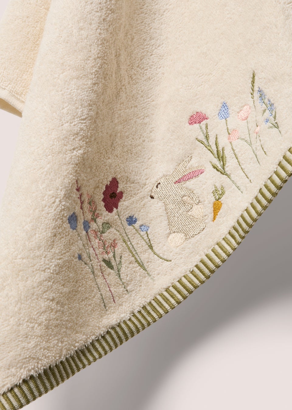 Cream Bunny Embroidered Hand Towel