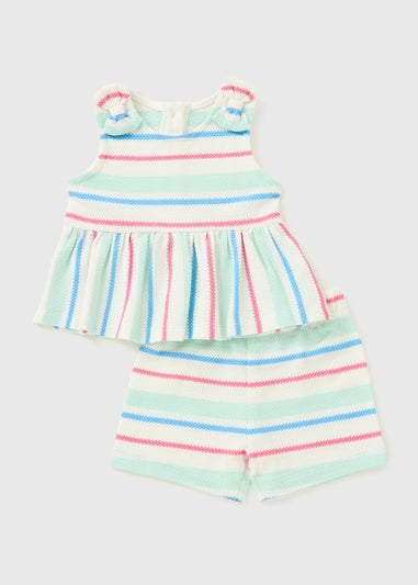 Baby Multicolour Stripe Popcorn Top & Shorts (Newborn-23mths)