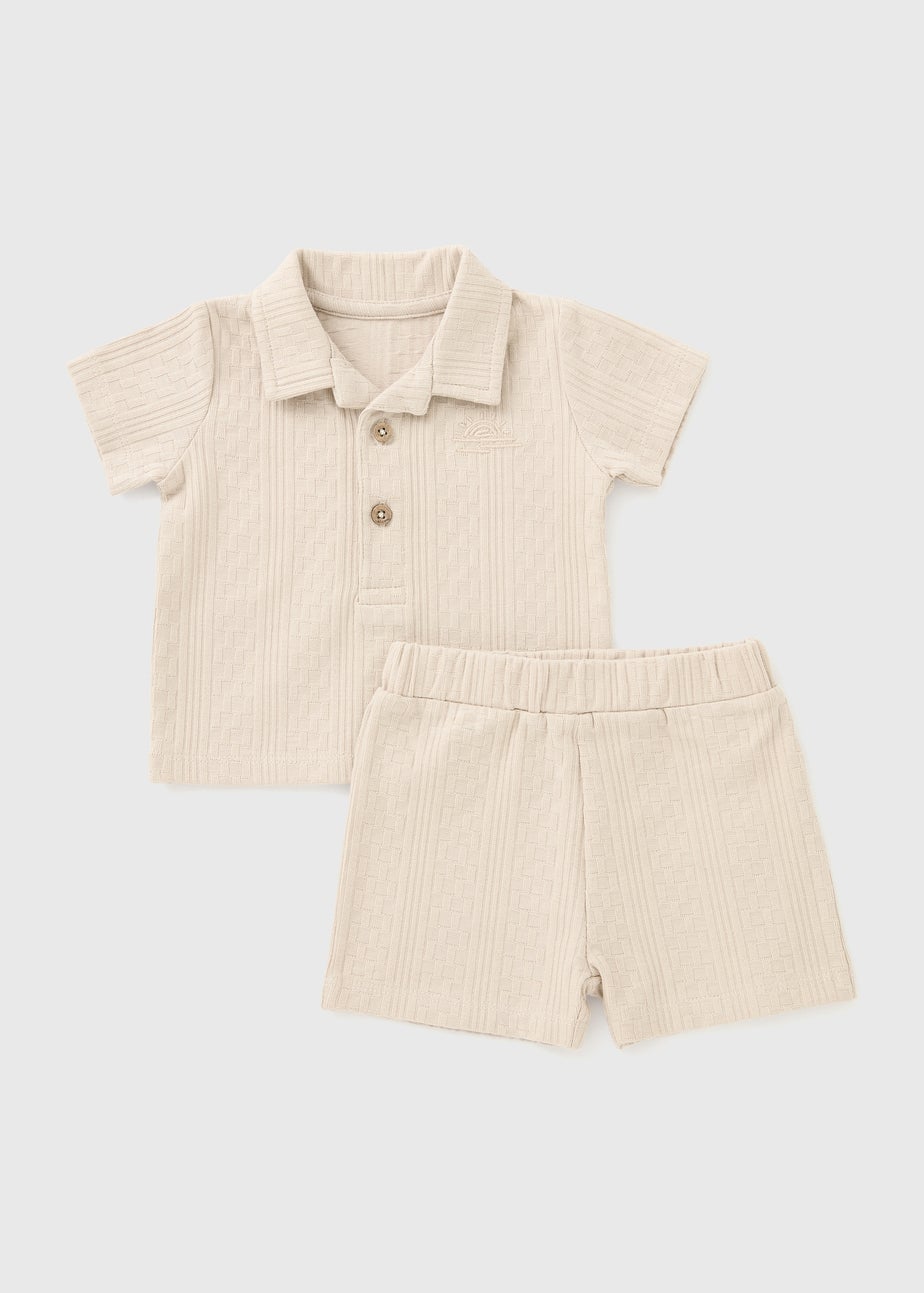 Baby Cream Jacquard Top & Short Set (Newborn-23mths)