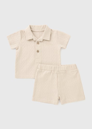 Baby Cream Jacquard Top & Short Set (Newborn-23mths)
