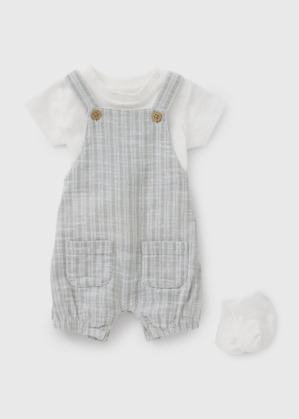 Baby Grey Stripe Romper & Sock Set (Newborn-23mths)