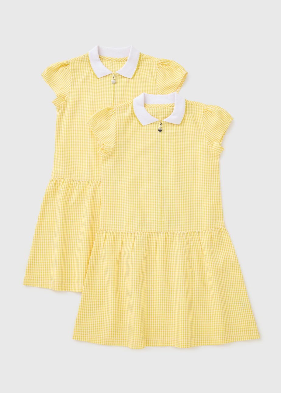 2 Pack Girls Yellow Pinafore (Girls 4-12 Years)