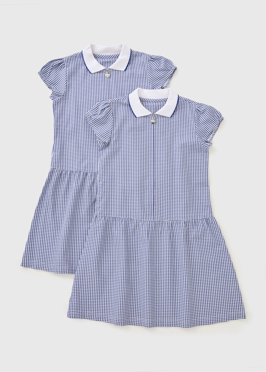 2 Pack Girls Navy Gingham Dresses (3–13yrs)