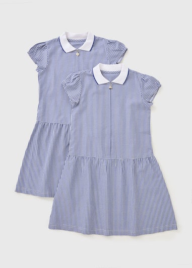 2 Pack Girls Navy Gingham Dresses (3–13yrs)