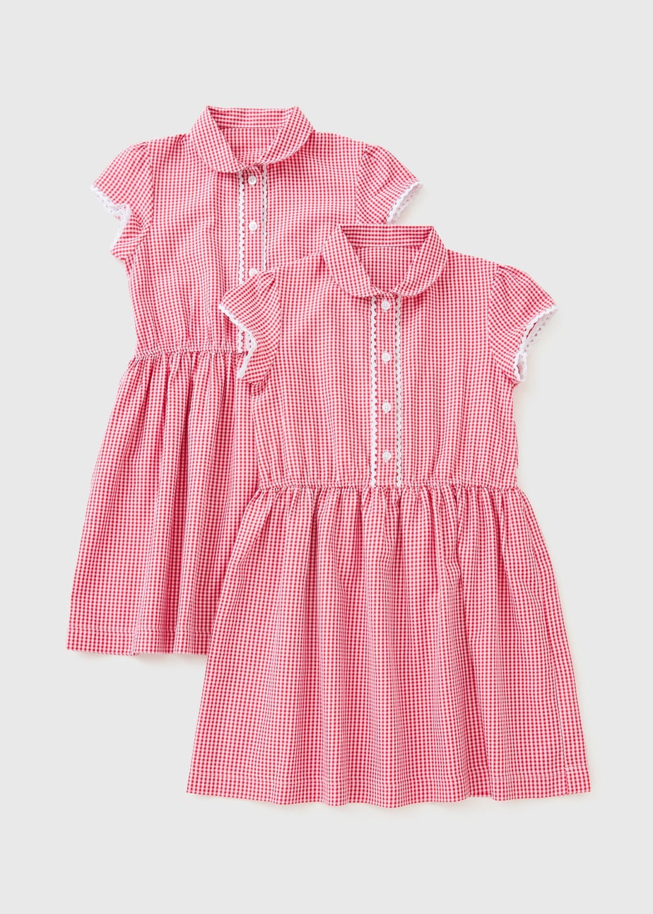 2 Pack Girls Red School Playsuit (3-12 Years)