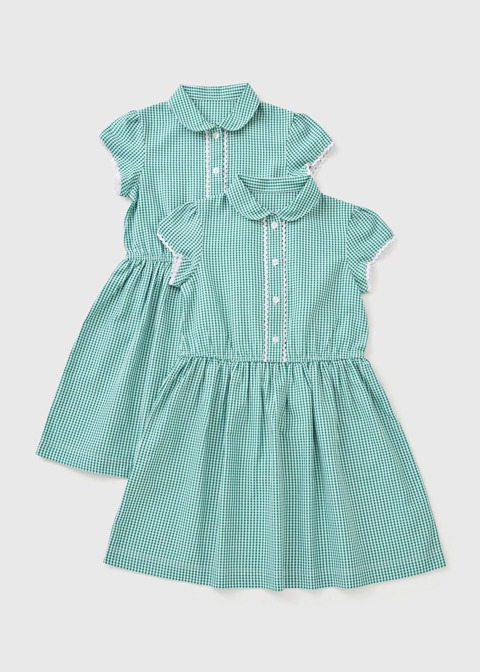 2 Pack Girls Green Gingham Pinafore Dress (3-313 Years)