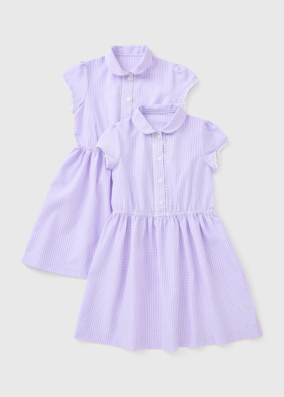2 Pack Girls Traditional Lilac Gingham Dresses (3–13yrs)