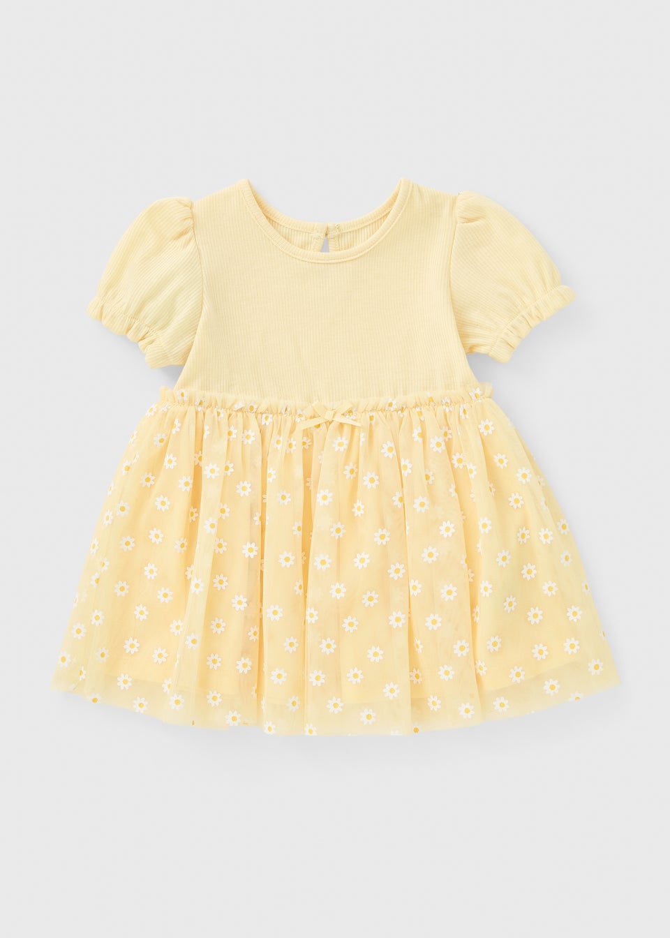 Baby Yellow Mesh Daisy Dress