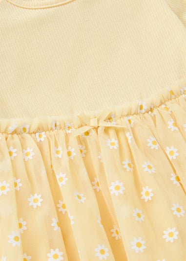 Baby Yellow Mesh Daisy Dress