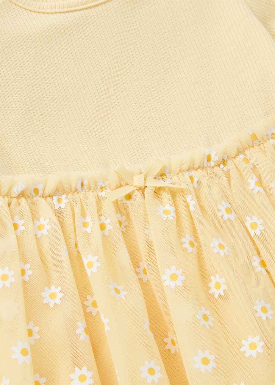 Baby Yellow Mesh Daisy Dress