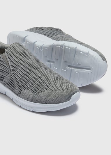 Grey Mesh Comfort Hands Free Slip On Trainers