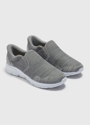 Grey Mesh Comfort Hands Free Slip On Trainers