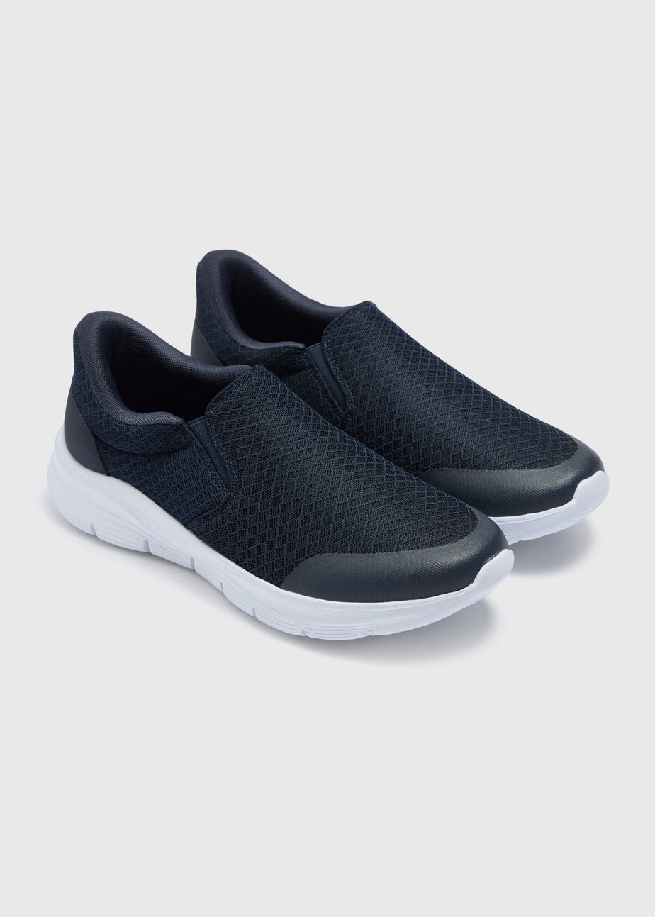 Navy Mesh Comfort Hands Free Slip On Trainers