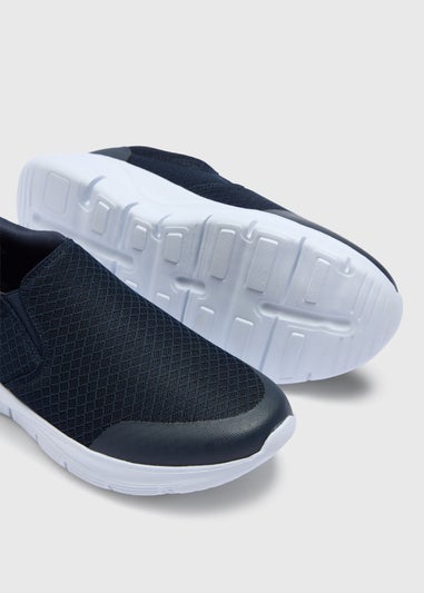 Navy Mesh Comfort Hands Free Slip On Trainers