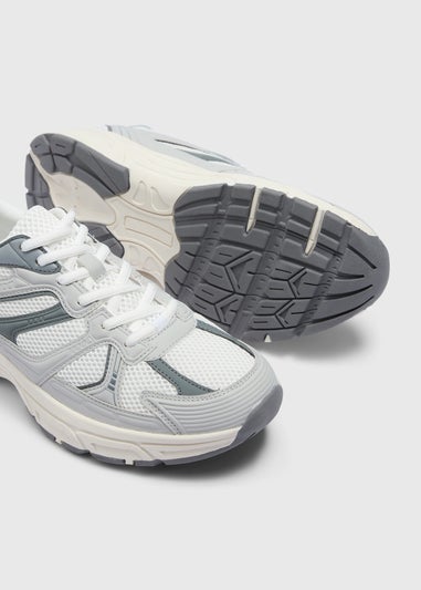 Grey Mesh Chunky Trainers