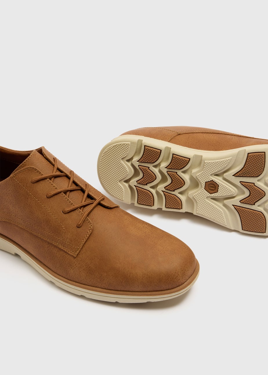 Light Tan Faux Leather Derby Shoe