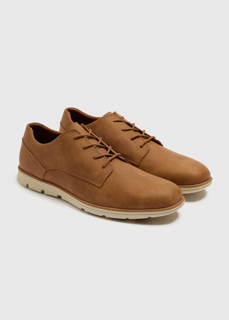 Light Tan Faux Leather Derby Shoe
