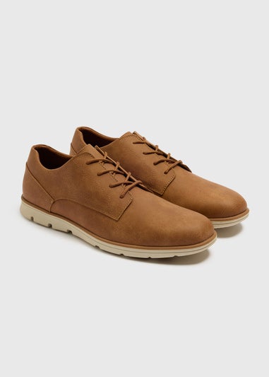 Light Tan Faux Leather Derby Shoe