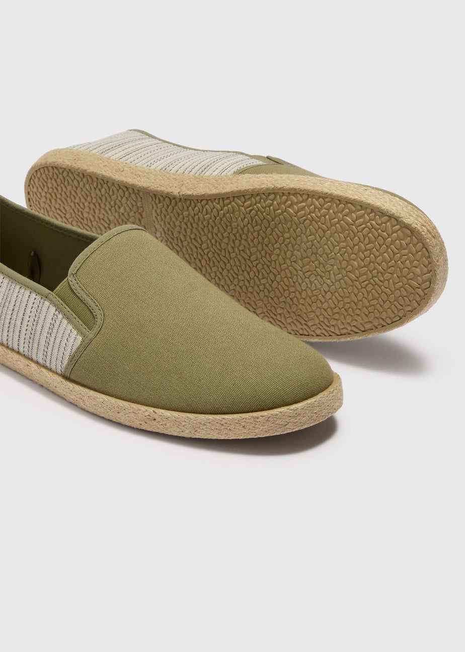 Khaki Stripe Textured Espadrilles