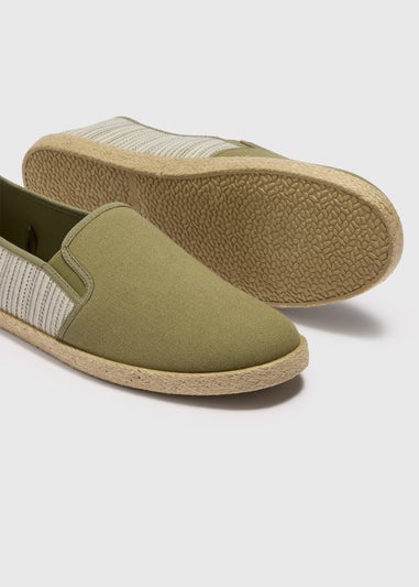 Khaki Stripe Textured Espadrilles