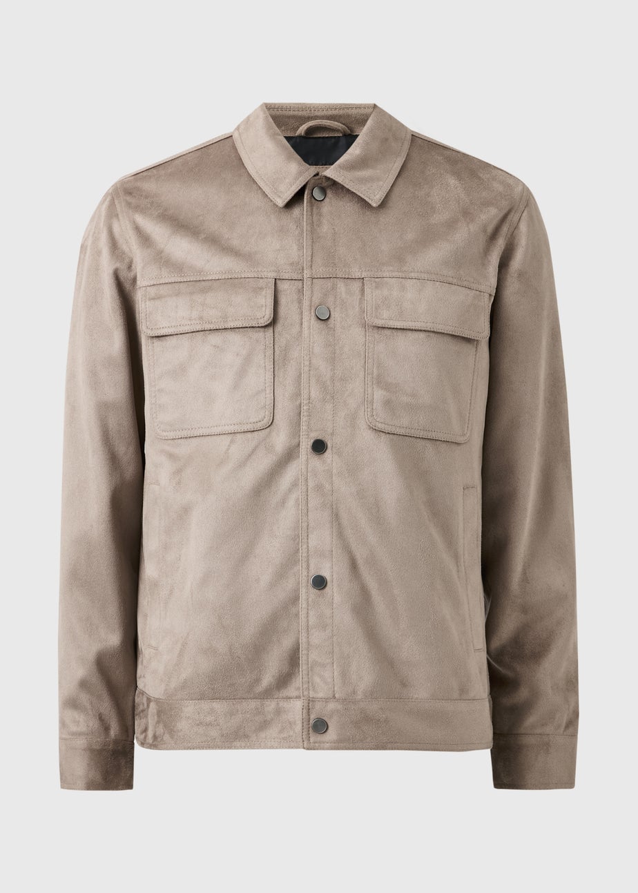 Mushroom Faux Suede Trucker Jacket