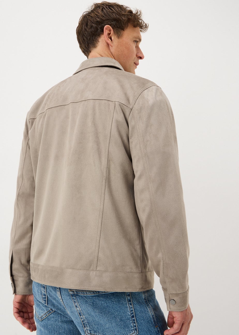 Mushroom Faux Suede Trucker Jacket