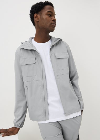 Grey Hooded Co Ord Windbreaker