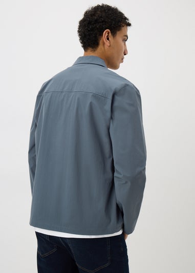 Blue Stretch Zip Shacket