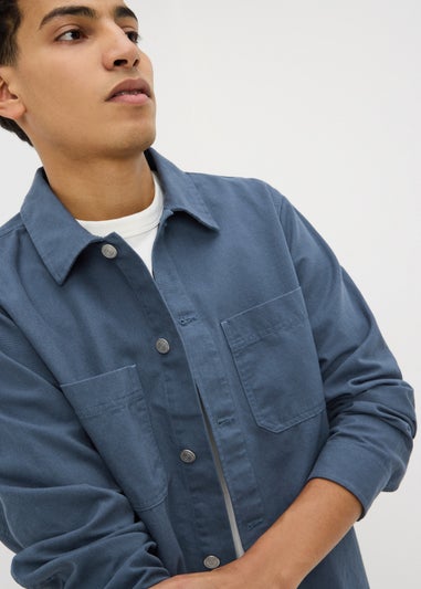 Blue Lightweight Canvas Shacket