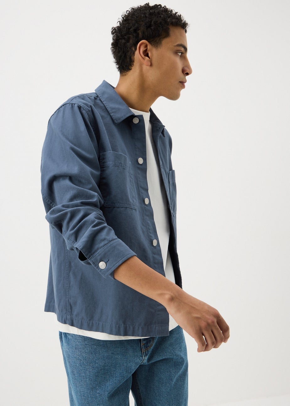 Blue Lightweight Canvas Shacket