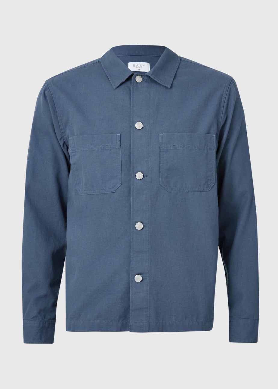 Blue Lightweight Canvas Shacket