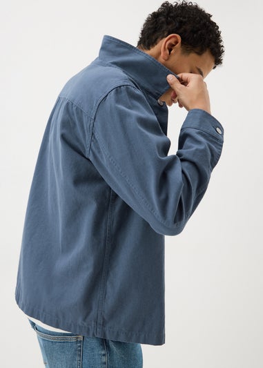 Blue Lightweight Canvas Shacket