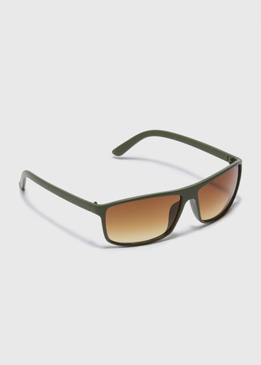 Khaki Rectangular Sunglasses