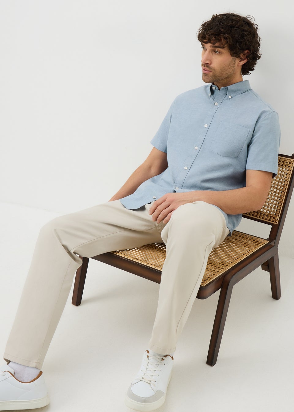 Blue Short Sleeve Oxford Shirt